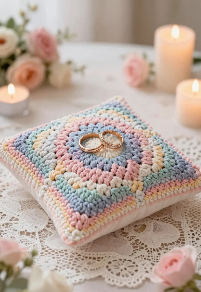 14 Crochet Wedding Gifts Ideas With Handmade Charm - 13. Crochet Wedding Ring Pillows 1