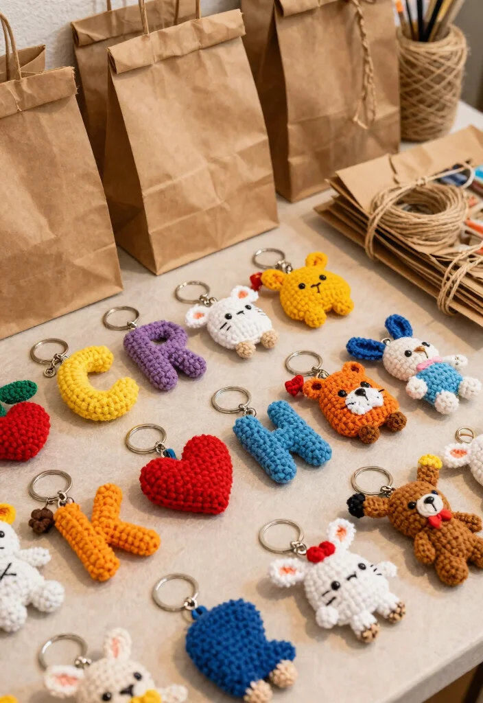 14 Crochet Wedding Gifts Ideas With Handmade Charm - 5. Crochet Keychains for Guests 1