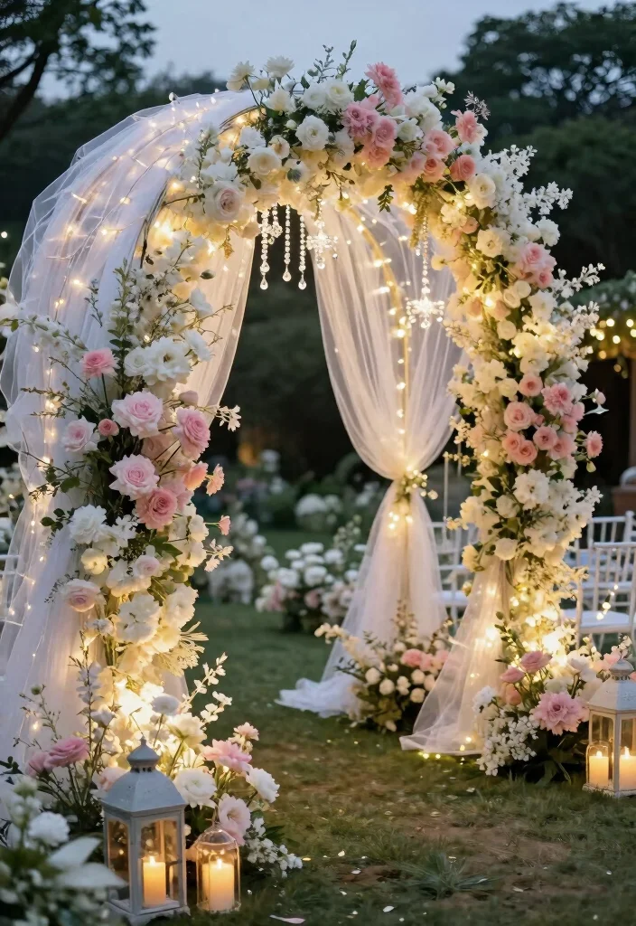 14 Draped Wedding Arch Ideas With Soft Flowing Fabric 52 14 Draped Wedding Arch Ideas With Soft Flowing Fabric - 12. Enchanted Fairy Tale 1