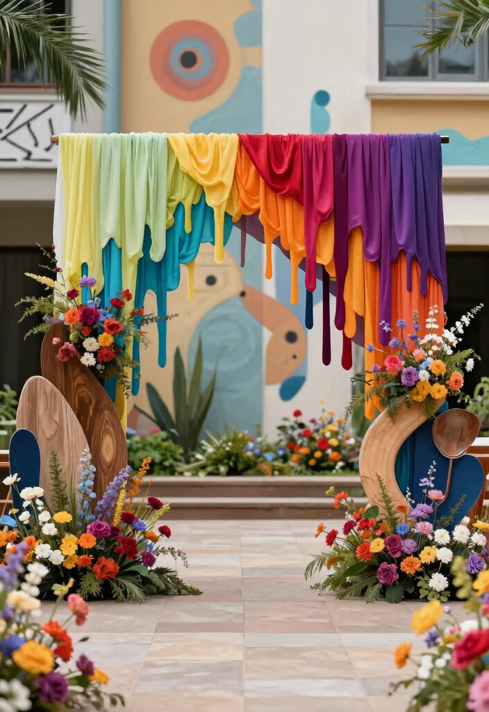 14 Draped Wedding Arch Ideas With Soft Flowing Fabric 53 14 Draped Wedding Arch Ideas With Soft Flowing Fabric - 13. Artistic Drip Design 1