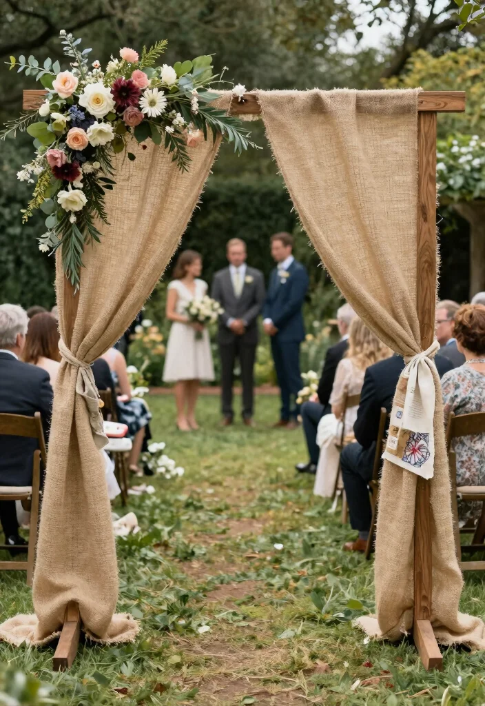 14 Draped Wedding Arch Ideas With Soft Flowing Fabric 54 14 Draped Wedding Arch Ideas With Soft Flowing Fabric - 14. DIY Dripped Touch 1