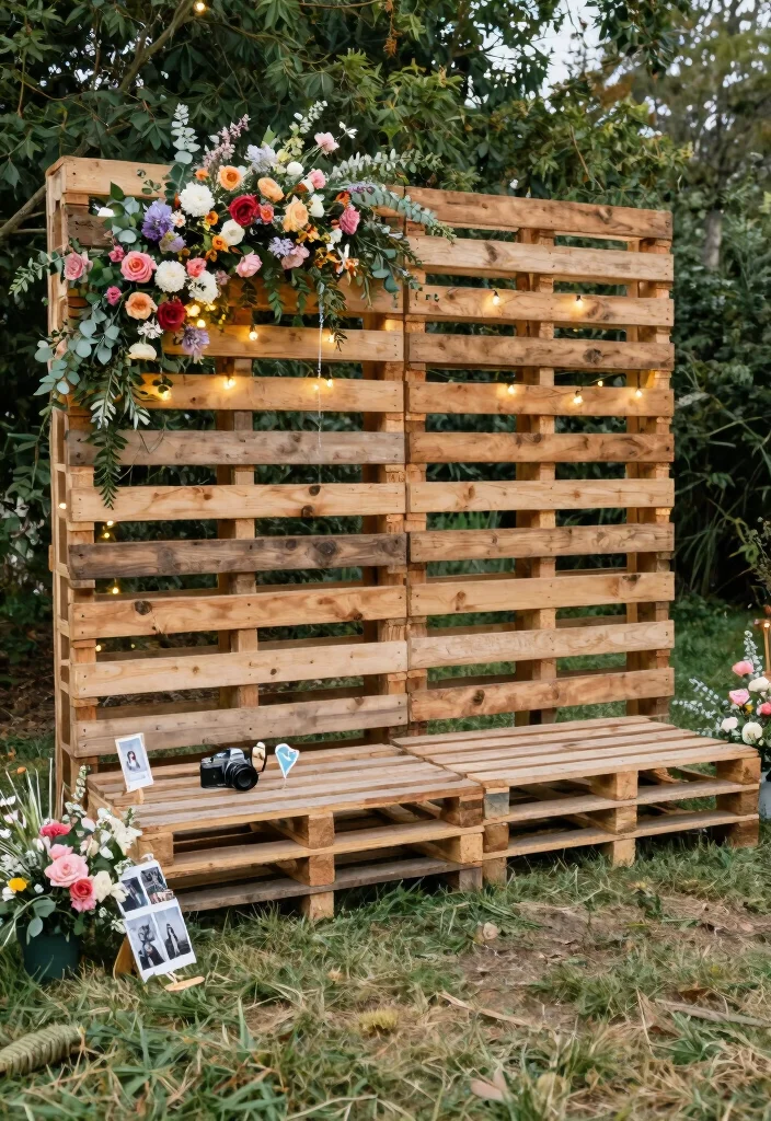 14 Simple Stage Decorations Wedding Backdrop Ideas That Shine - 1. Rustic Wooden Pallet Backdrop 1