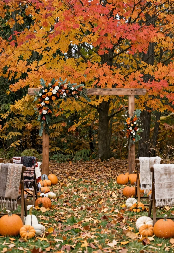 14 Simple Stage Decorations Wedding Backdrop Ideas That Shine - 11. Seasonal Decor 1