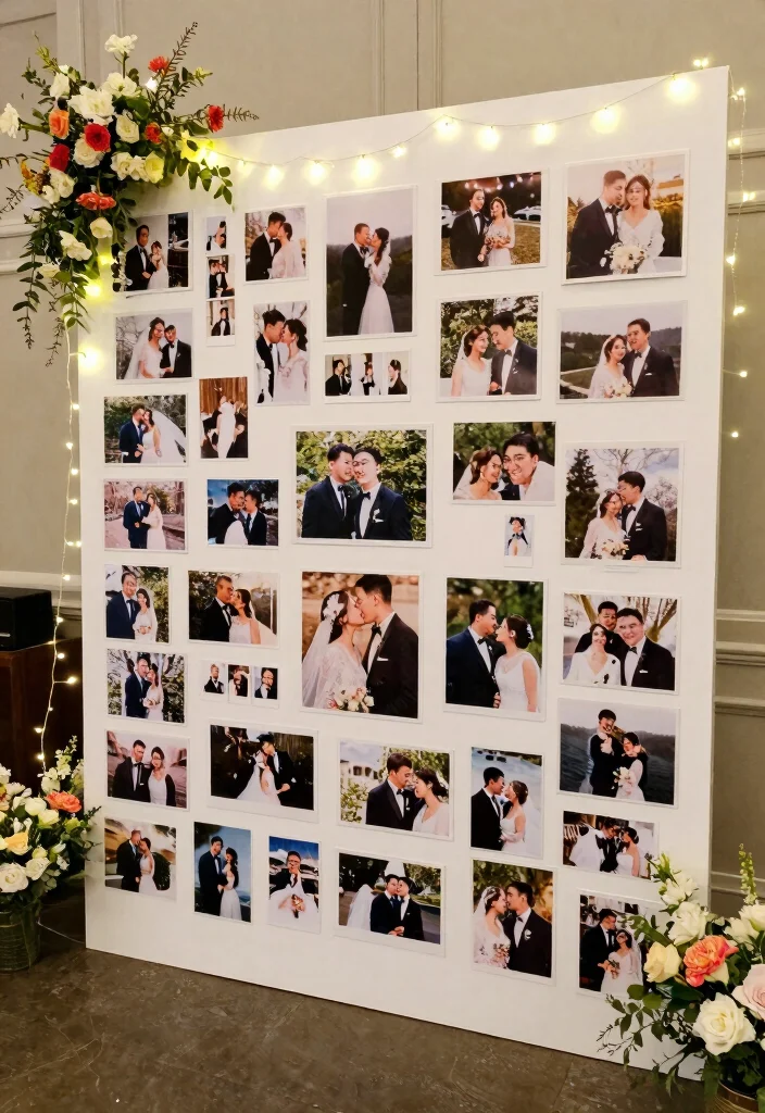 14 Simple Stage Decorations Wedding Backdrop Ideas That Shine - 14. Personal Storyboard 1