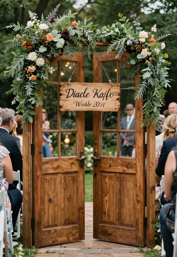 14 Simple Stage Decorations Wedding Backdrop Ideas That Shine - 3. Vintage Doors 1