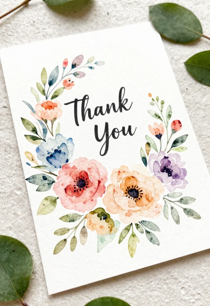 14 Thank You Cards Wedding Ideas With Heartfelt Style - 1. Floral Watercolor Cards 1