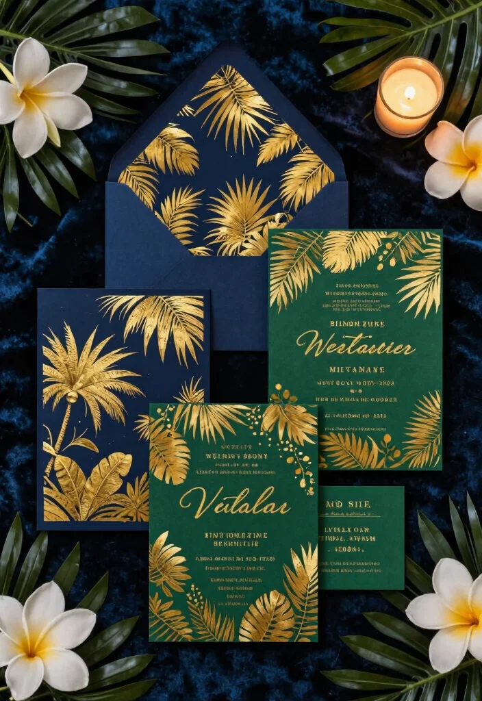 14 Tropical Wedding Invitations Ideas With Island Vibes 42 14 Tropical Wedding Invitations Ideas With Island Vibes - 12. Luxurious Gold Foil Tropical Invites 1