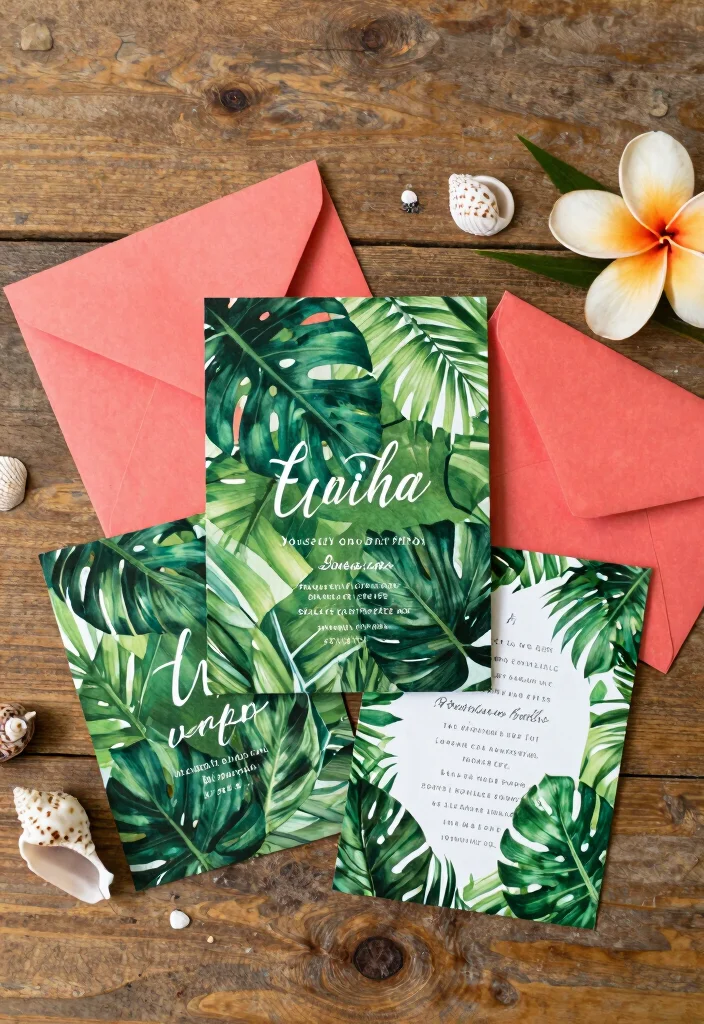 14 Tropical Wedding Invitations Ideas With Island Vibes 25 14 Tropical Wedding Invitations Ideas With Island Vibes - 5. Tropical Leaf Invitations 1
