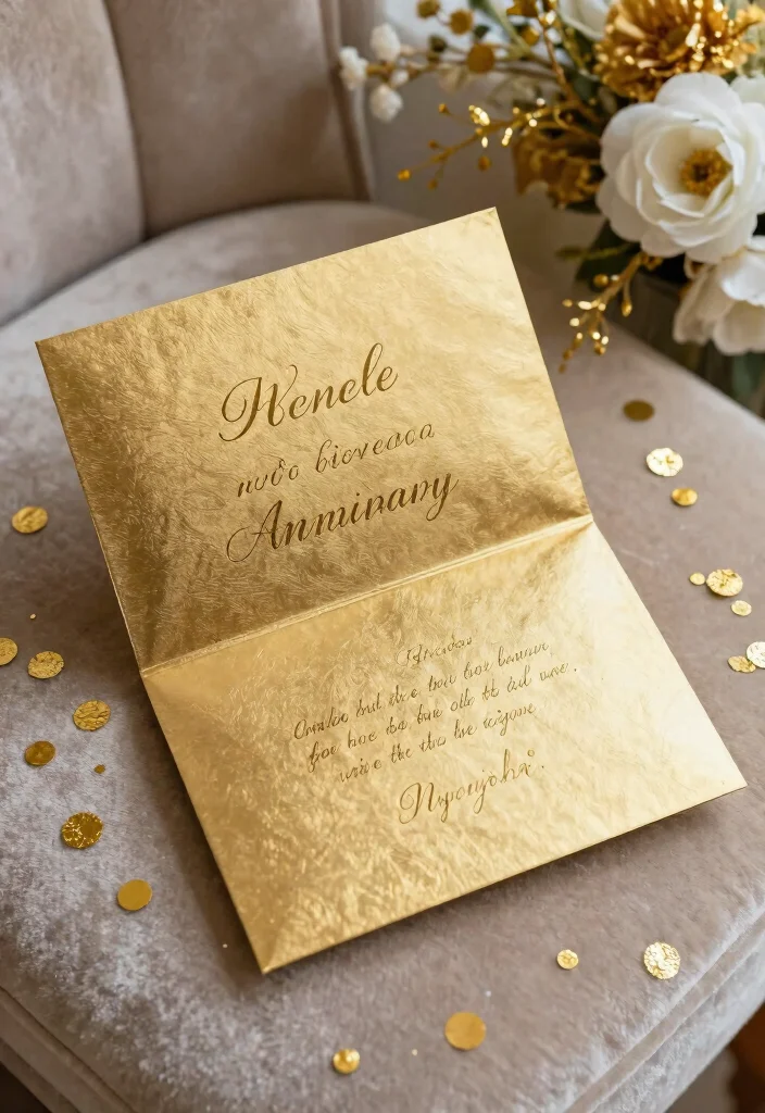 15 50th Wedding Anniversary Cards Ideas With Golden Touch - 1. Elegant Gold Foil Card 1