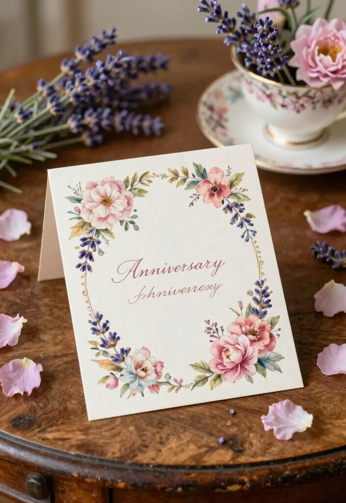 15 50th Wedding Anniversary Cards Ideas With Golden Touch - 2. Vintage Floral Design 1