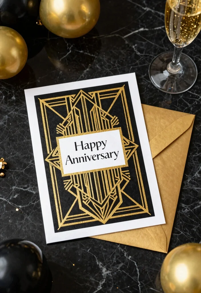 15 50th Wedding Anniversary Cards Ideas With Golden Touch - 4. Art Deco Inspired Card 1