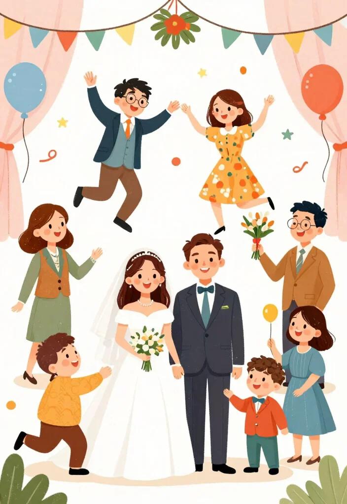 15 Cartoon Wedding Invitations 2026 Trending Ideas With Playful Charm - 13. Cartoon Family and Friends 1