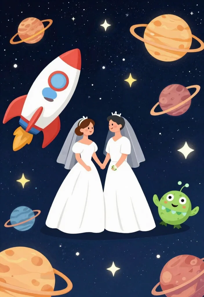15 Cartoon Wedding Invitations 2026 Trending Ideas With Playful Charm - 9. Space Adventure Invitations 1