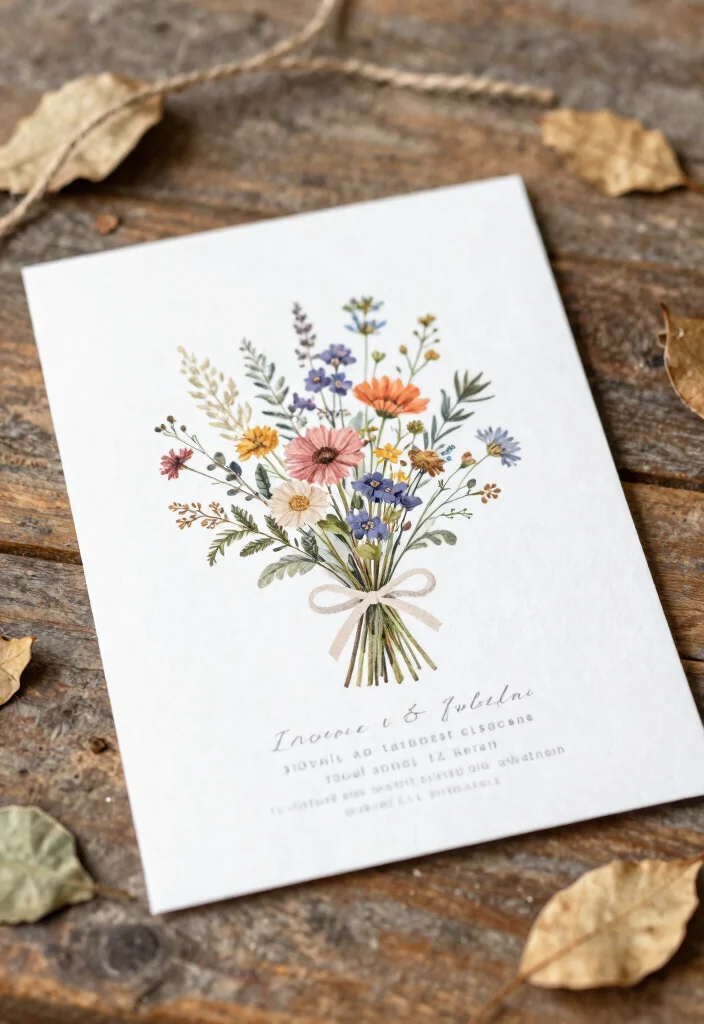 15 Floral Wedding Invitations Template Ideas With Fresh Blooms - 1. Boho Chic Floral Arrangement 1