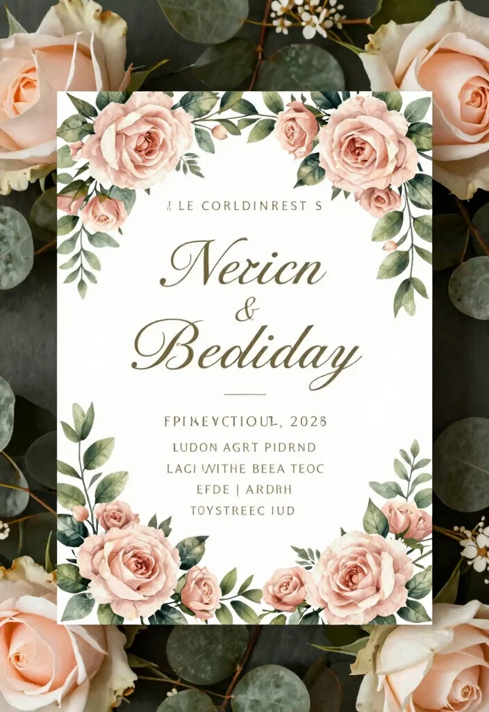 15 Floral Wedding Invitations Template Ideas With Fresh Blooms - 10. Classic Roses and Greens 1