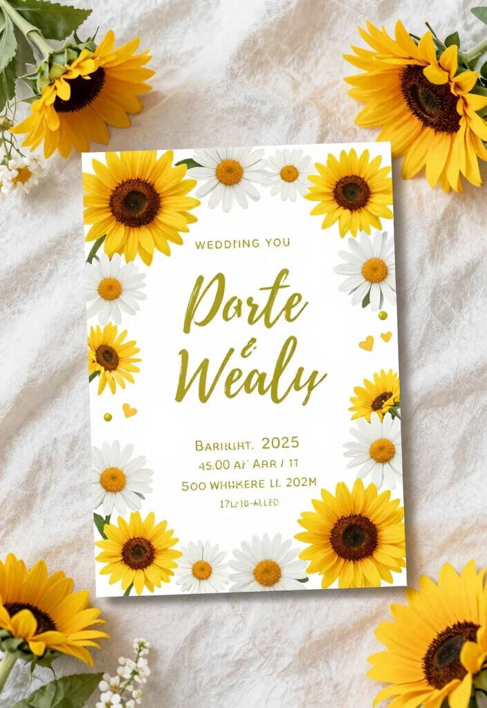 15 Floral Wedding Invitations Template Ideas With Fresh Blooms - 11. Playful Daisies and Sunflowers 1
