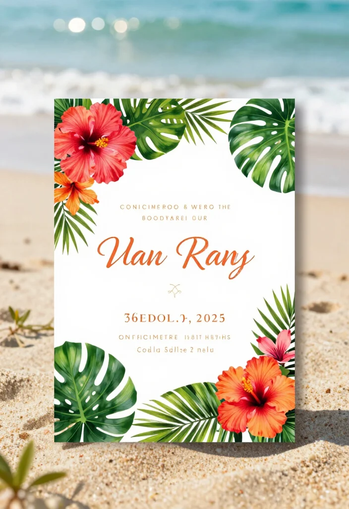 15 Floral Wedding Invitations Template Ideas With Fresh Blooms - 6. Bold Tropical Blooms 1
