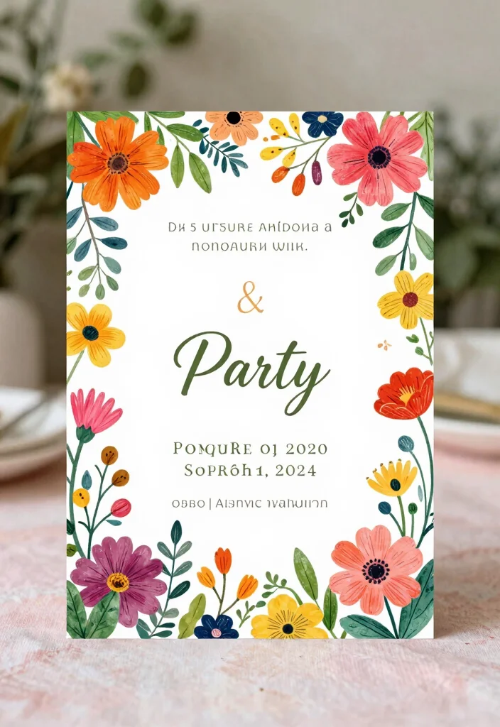 15 Floral Wedding Invitations Template Ideas With Fresh Blooms - 8. Garden Party Floral Fun 1