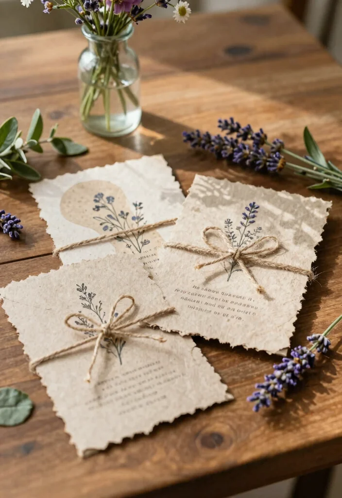 15 Letter Pressed Wedding Invitations Ideas With Luxe Texture - 1. Rustic Charm with Natural Fiber 1