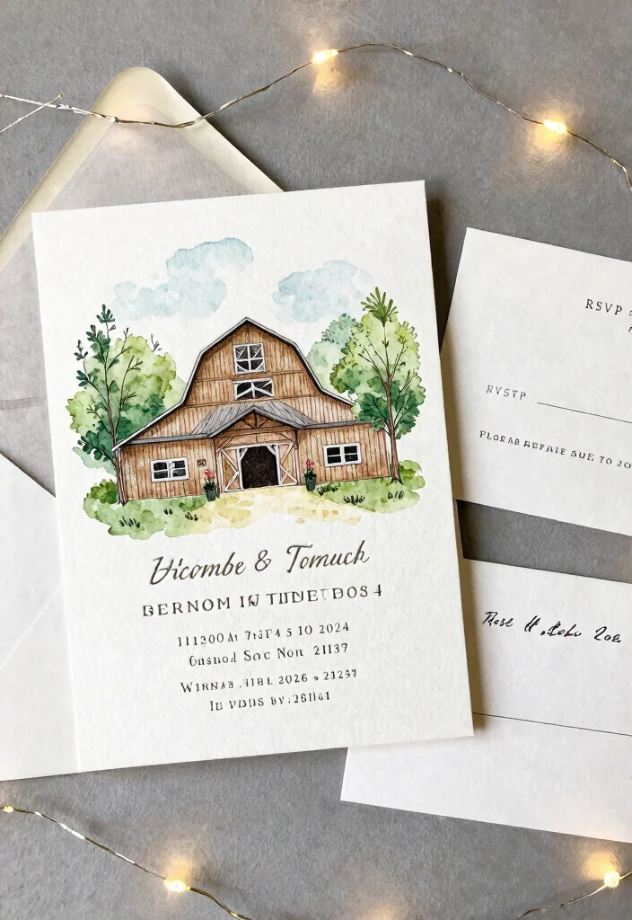 15 Letter Pressed Wedding Invitations Ideas With Luxe Texture - 7. Custom Illustrations of the Venue 1