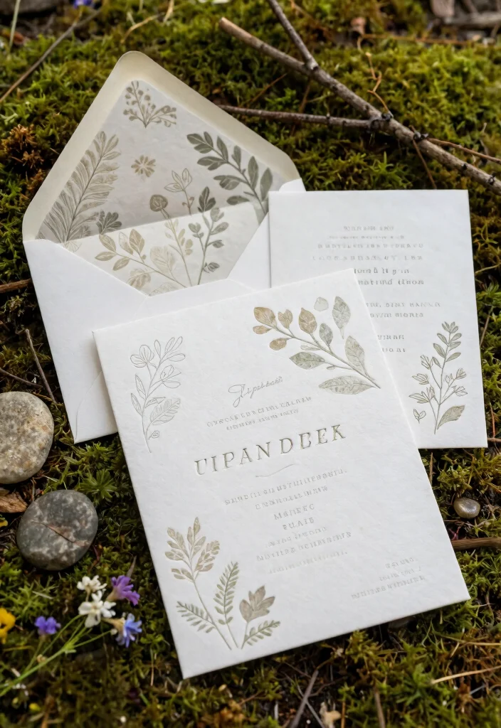 15 Letter Pressed Wedding Invitations Ideas With Luxe Texture - 8. Nature-Inspired Textures 1