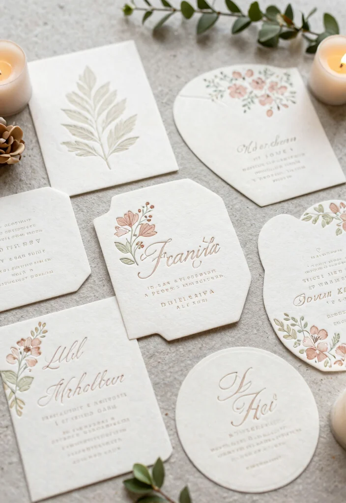 15 Letter Pressed Wedding Invitations Ideas With Luxe Texture - 9. Unique Shapes and Dies 1