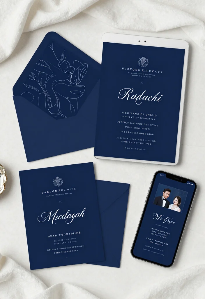 15 Navy Blue Wedding Invitations Ideas With Timeless Style - 12. Digital Invitations 1