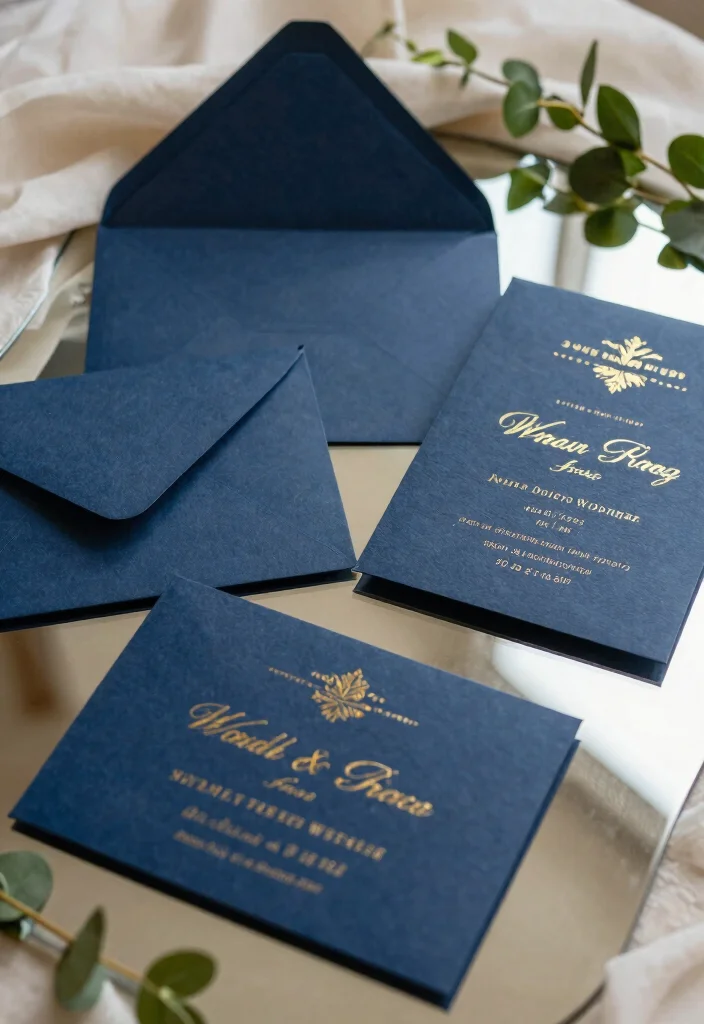15 Navy Blue Wedding Invitations Ideas With Timeless Style - 8. Foil Stamping 1