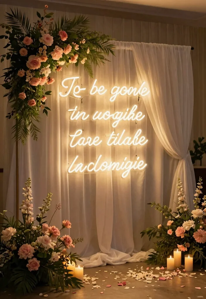 15 Neon Sign Wedding Backdrop Ideas With Modern Glow 1 15 Neon Sign Wedding Backdrop Ideas With Modern Glow - 1. Personalized Love Quotes 1