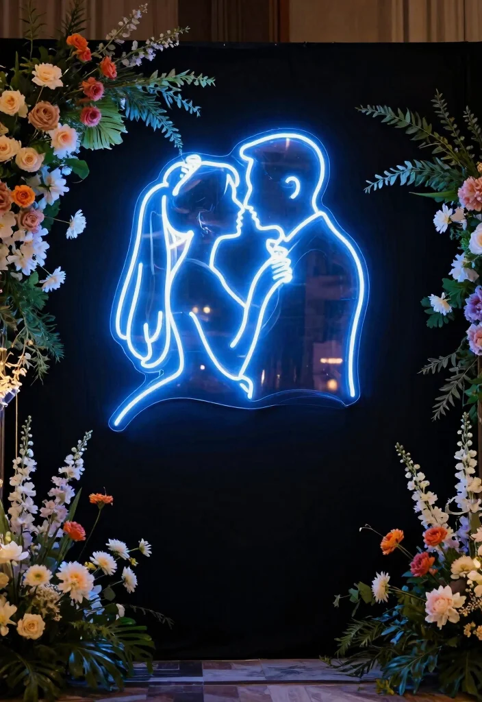 15 Neon Sign Wedding Backdrop Ideas With Modern Glow 41 15 Neon Sign Wedding Backdrop Ideas With Modern Glow - 11. Creative Custom Shapes 1