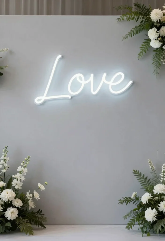 15 Neon Sign Wedding Backdrop Ideas With Modern Glow 28 15 Neon Sign Wedding Backdrop Ideas With Modern Glow - 8. Minimalist Neon Displays 1
