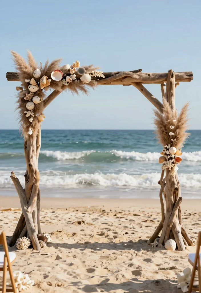 15 Pampas Wedding Arch Ideas With Boho Elegance 40 15 Pampas Wedding Arch Ideas With Boho Elegance - 10. Beachy Breeze 1