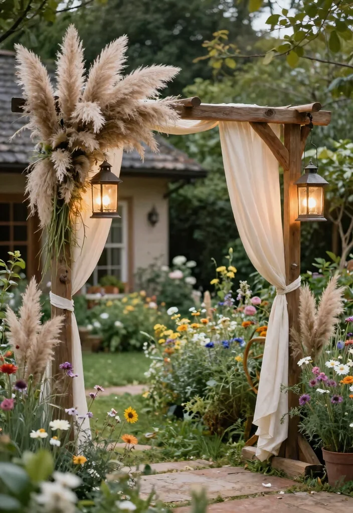 15 Pampas Wedding Arch Ideas With Boho Elegance 51 15 Pampas Wedding Arch Ideas With Boho Elegance - 11. Cozy Cottage Vibes 1