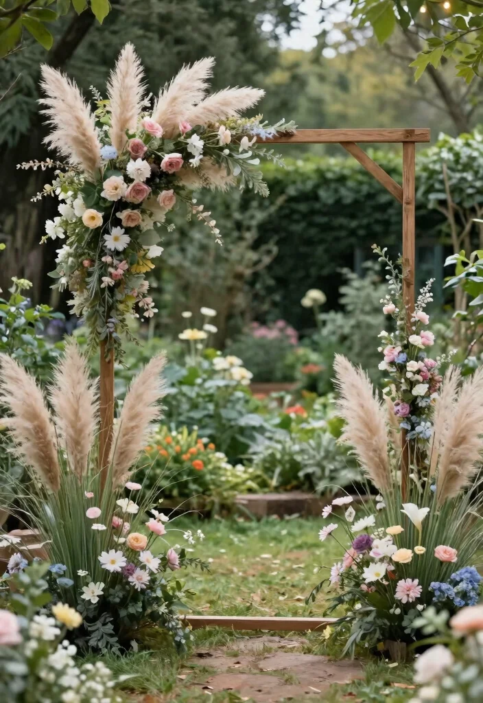 15 Pampas Wedding Arch Ideas With Boho Elegance 53 15 Pampas Wedding Arch Ideas With Boho Elegance - 13. Sweetheart Frame 1