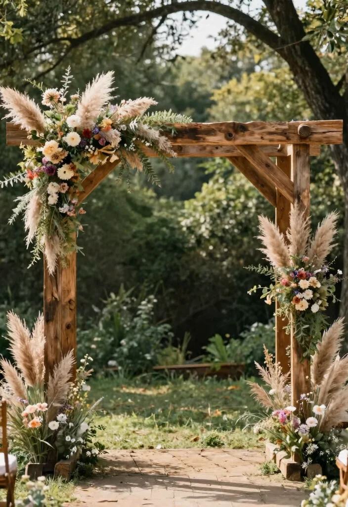 15 Pampas Wedding Arch Ideas With Boho Elegance 27 15 Pampas Wedding Arch Ideas With Boho Elegance - 7. Rustic Charm 1