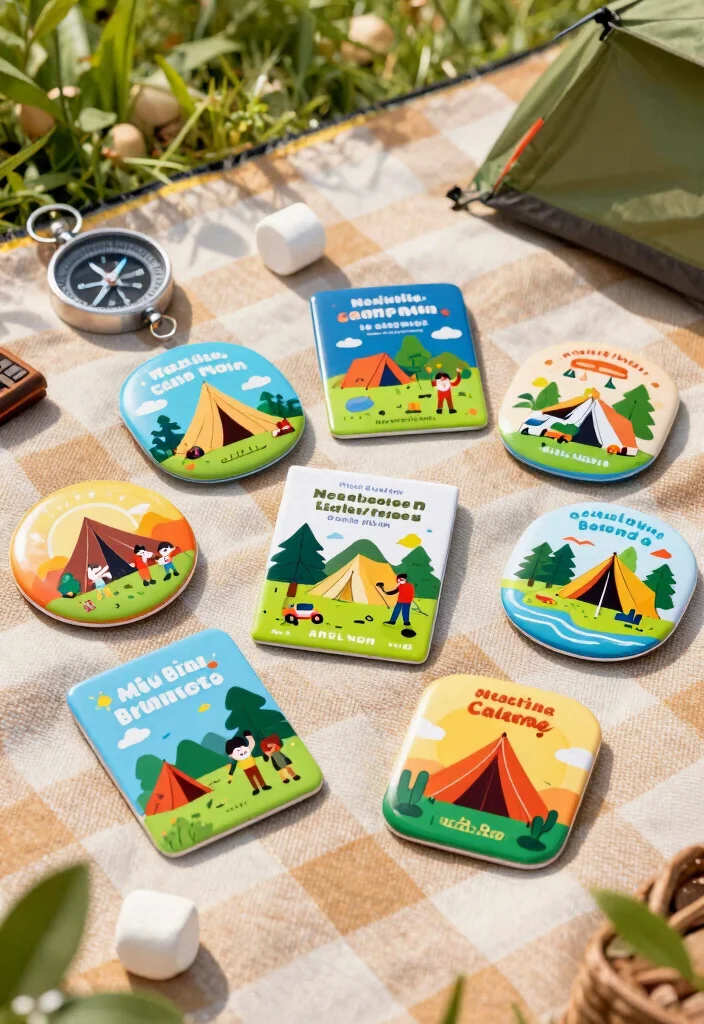 15 Summer Camp Wedding Invitations Ideas With Fun Outdoor Style - 11. Colorful Camp Badge Invitations 1