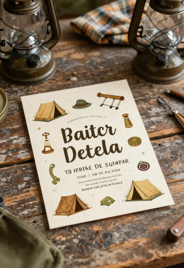 15 Summer Camp Wedding Invitations Ideas With Fun Outdoor Style - 14. Vintage Camping Gear Inspired 1