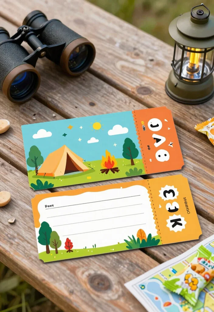 15 Summer Camp Wedding Invitations Ideas With Fun Outdoor Style - 7. Camp-Themed Ticket Invitations 1