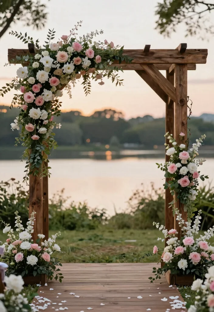 15 Unique Wedding Arch Ideas That Make a Statement - 1. Flower-Covered Rustic Arch 1