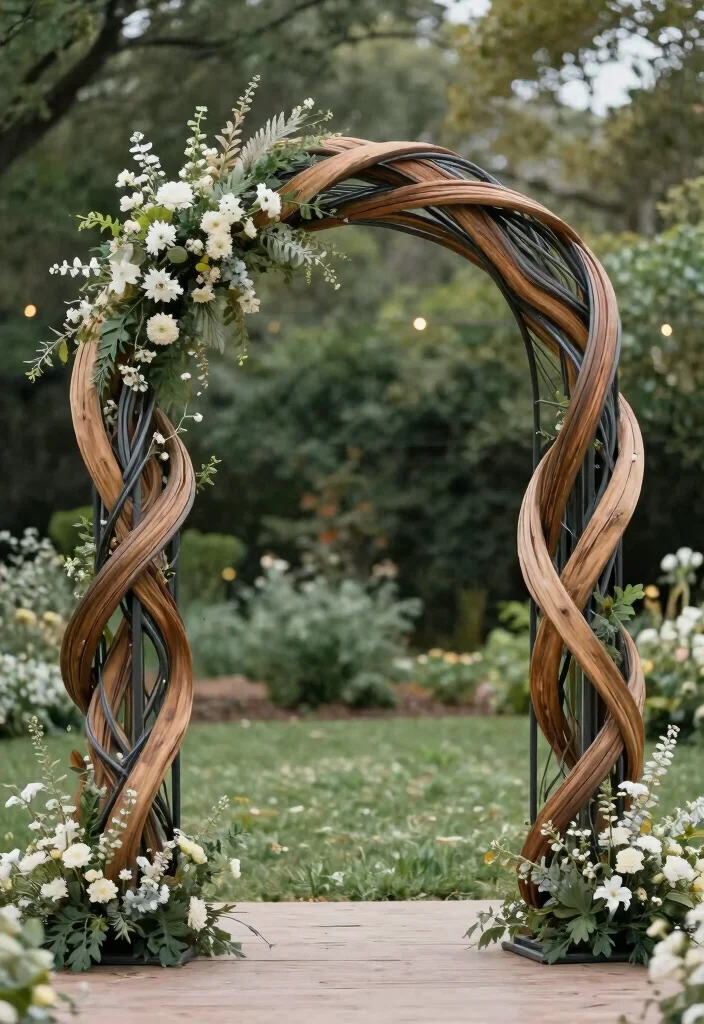 15 Unique Wedding Arch Ideas That Make a Statement - 13. Artistic Sculpture Arch 1