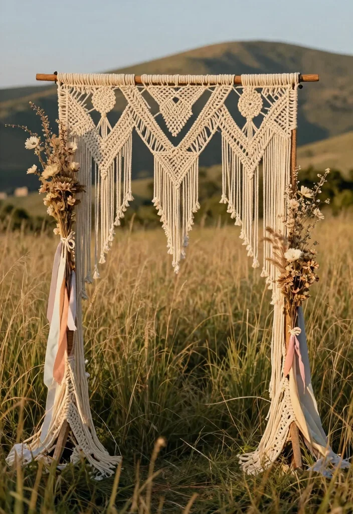 15 Unique Wedding Arch Ideas That Make a Statement - 2. Macramé Masterpiece 1