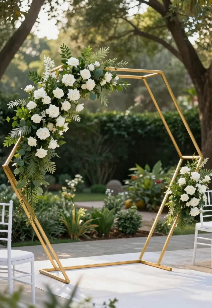 15 Unique Wedding Arch Ideas That Make a Statement - 4. Geometric Glam 1
