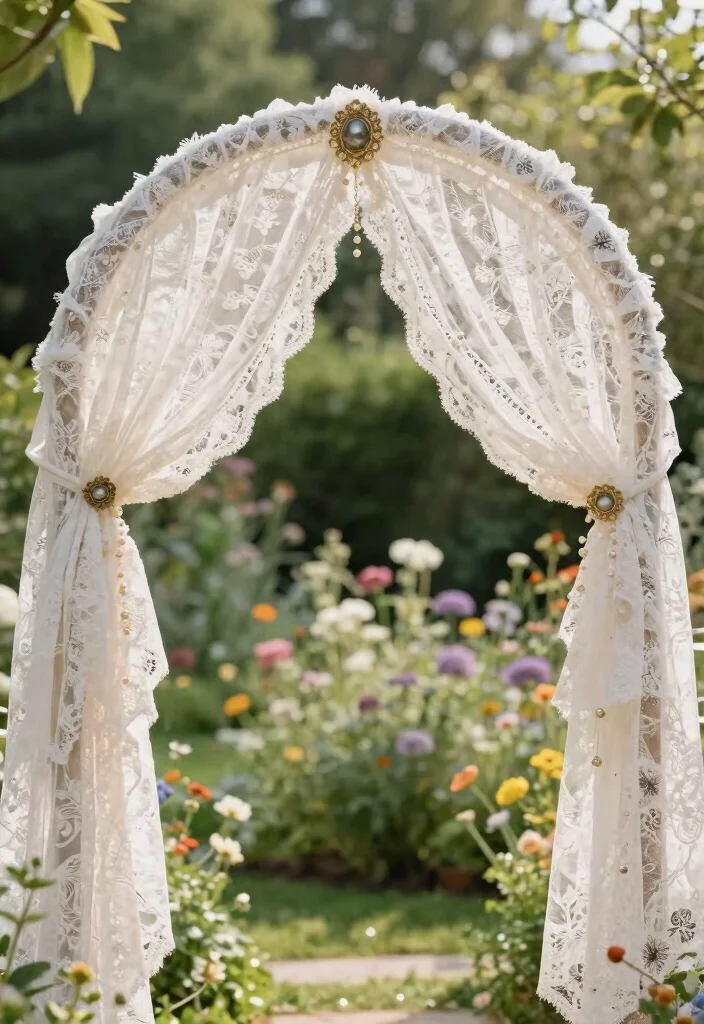 15 Unique Wedding Arch Ideas That Make a Statement - 5. Vintage Lace 1