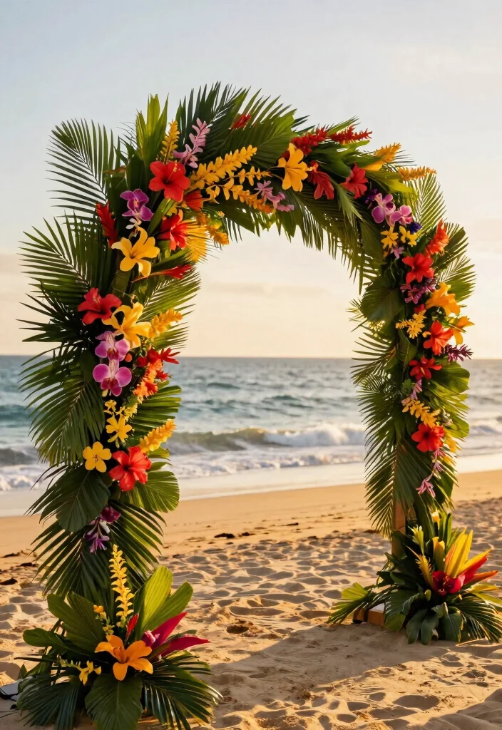 15 Unique Wedding Arch Ideas That Make a Statement - 6. Tropical Oasis 1
