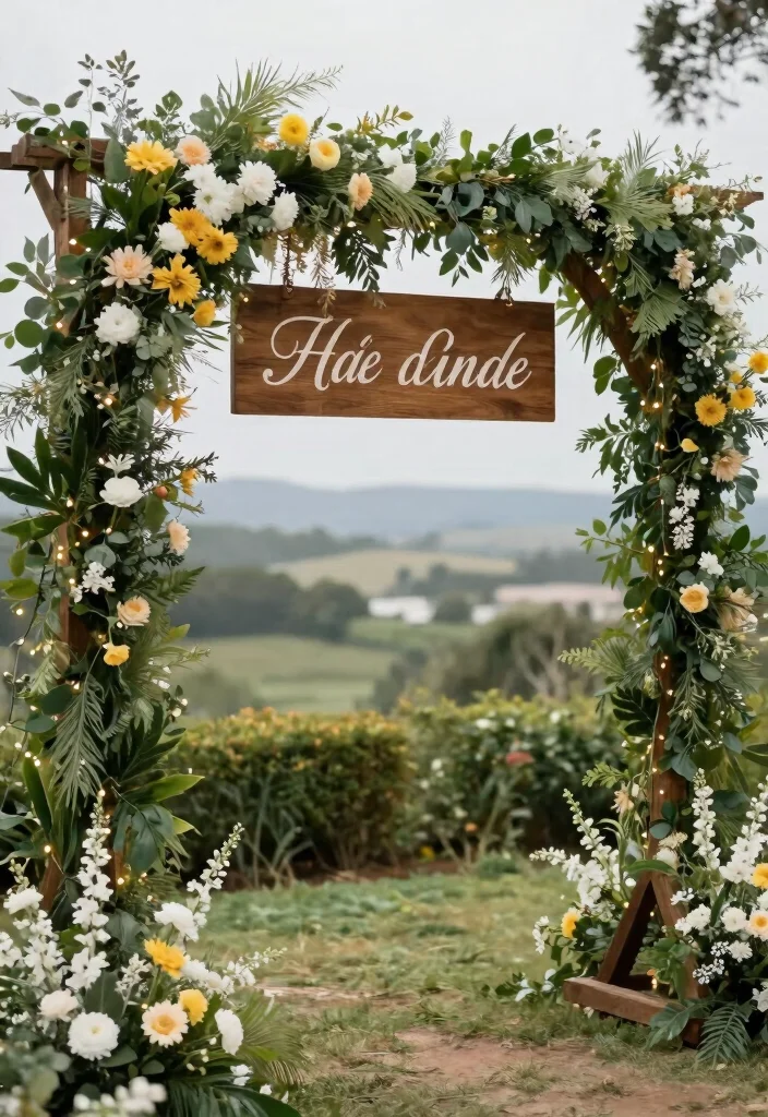 15 Unique Wedding Arch Ideas That Make a Statement - 9. Customized Signage 1