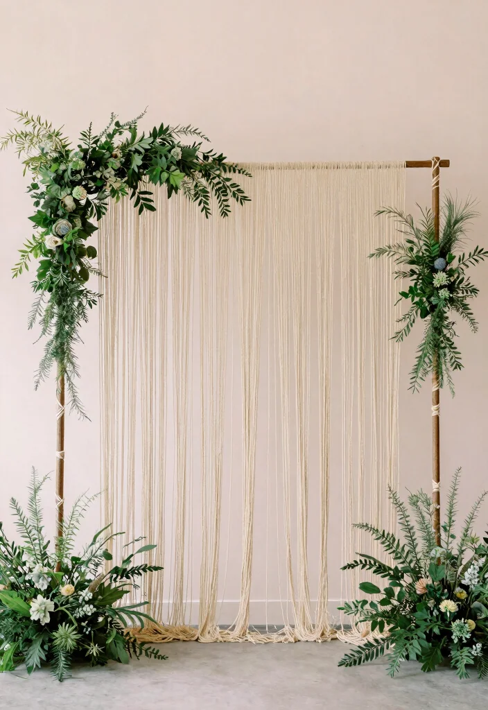 15 Wedding Backdrop Indoor Ideas That Transform Any Venue - 15. Minimalist Twine and Greenery 1