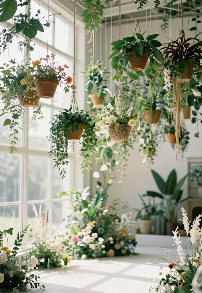 15 Wedding Backdrop Indoor Ideas That Transform Any Venue - 6. Hanging Garden Installation 1