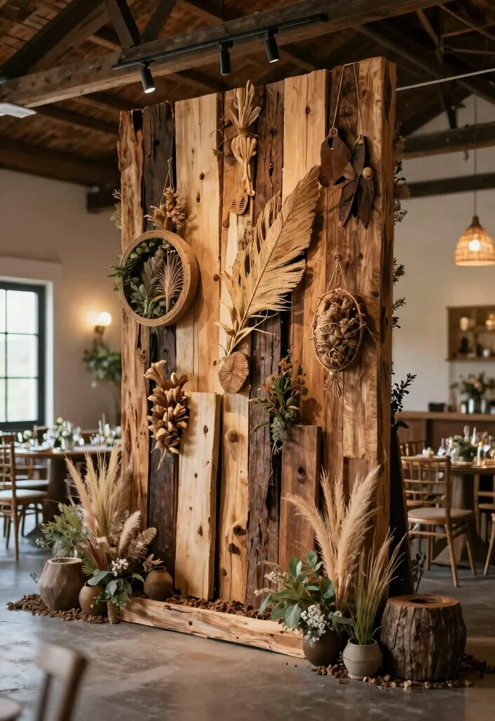 15 Wedding Backdrop Indoor Ideas That Transform Any Venue - 8. Sustainable Art Installation 1