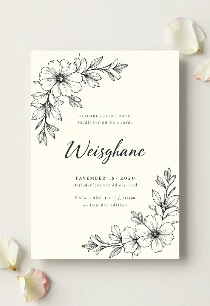 15 Wedding Invitations Minimalist Ideas That Feel Clean & Chic - 4. Minimalist Floral Illustrations 1