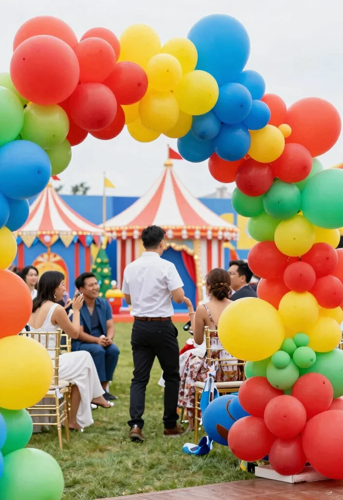 16 Balloon Wedding Arch Ideas That Feel Fun & Festive 3 16 Balloon Wedding Arch Ideas That Feel Fun & Festive - 3. Colorful Carnival 1